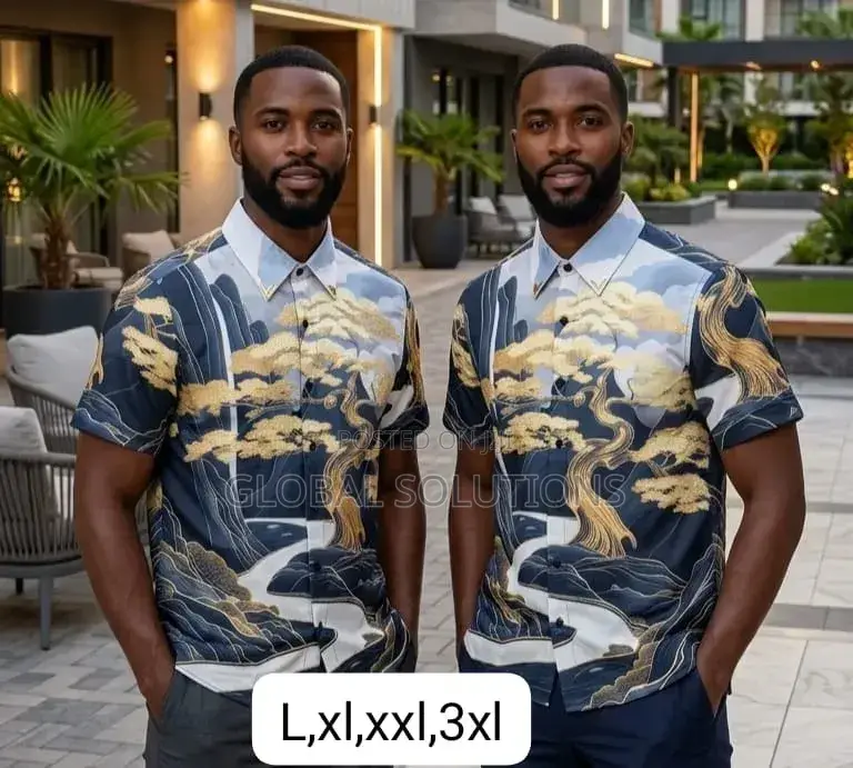 Luxury Baroque-Style Short-Sleeve Button-Down Shirts