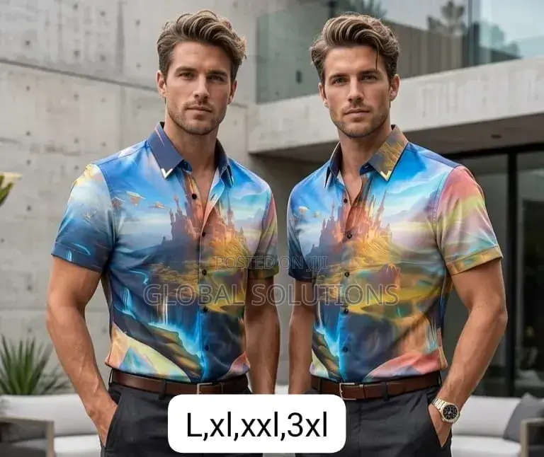 Luxury Baroque-Style Short-Sleeve Button-Down Shirts