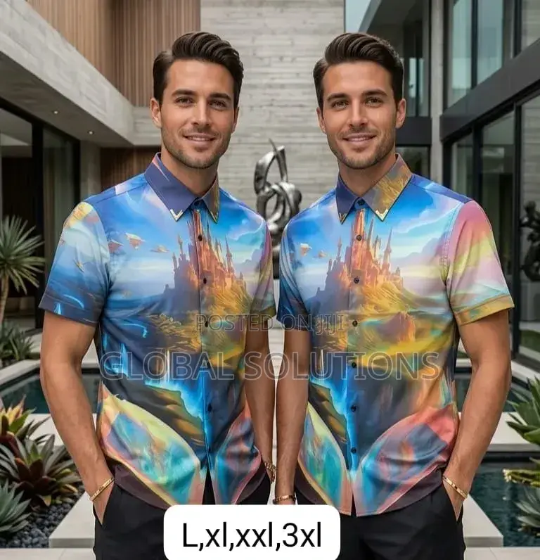Luxury Baroque-Style Short-Sleeve Button-Down Shirts