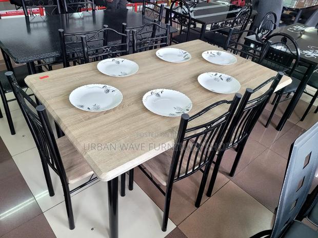 6 Sitter Wooden Top Eating Table Set