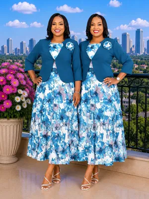 Pink Blue Semi Turkey Long Dress