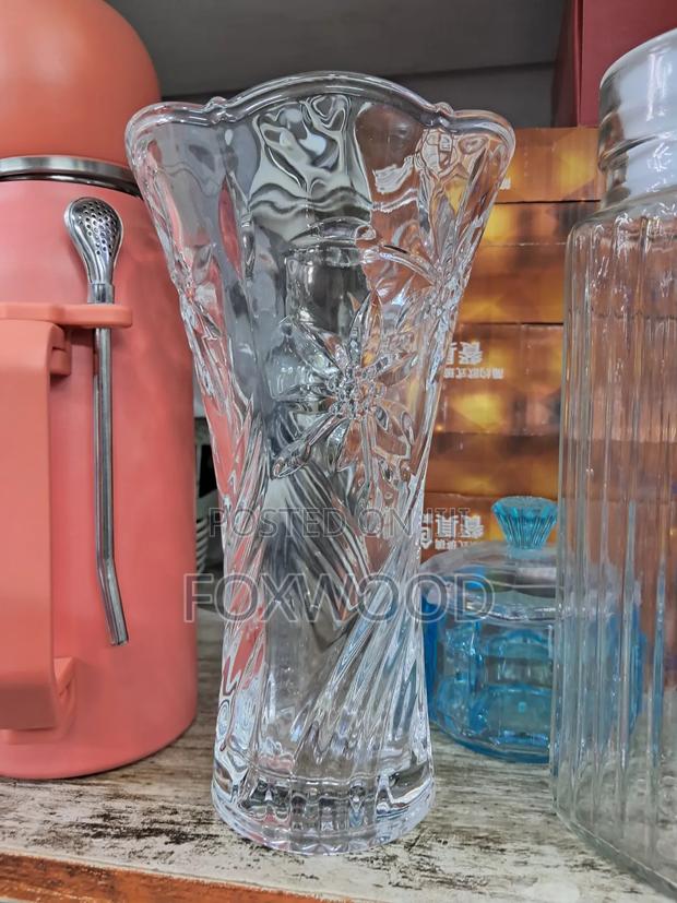*Glass Vase Square Ice Texture Heavy Clear - thumbnail 3