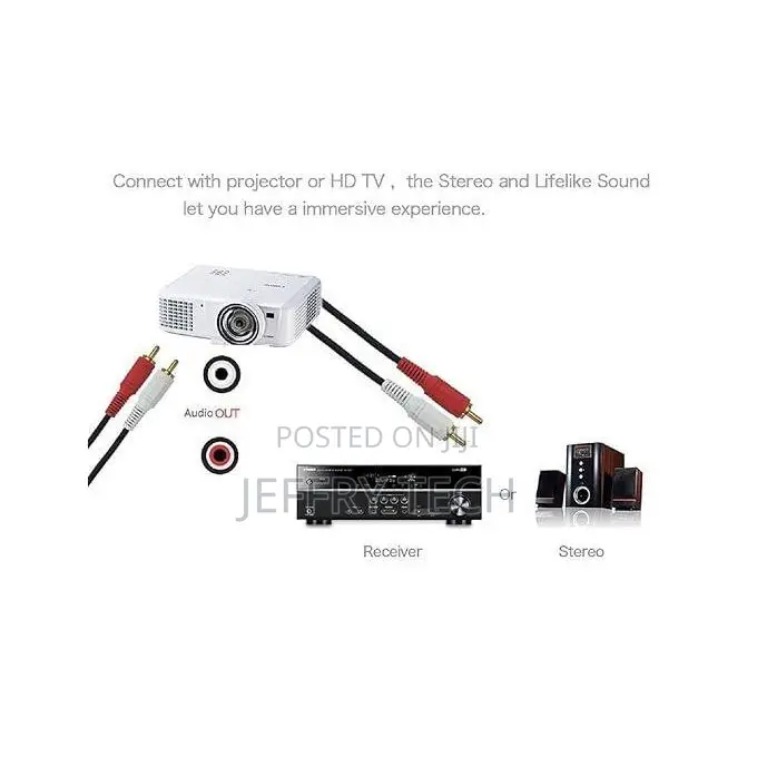 2 Rca Male Jack to 2 Rca Male Jack Audio Video Cable for Home Theater