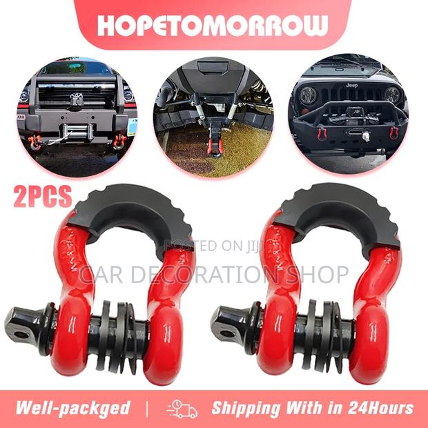 2pcs Recovey Shackles With Rubber Isolators to Prevent Bumper Damage