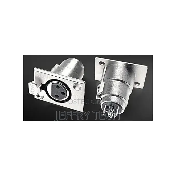 XLR 3-Pin Female Jack Socket Audio Connector Adapter - Silver (2 Pack)