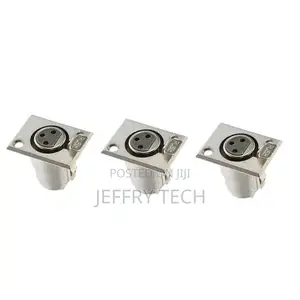 XLR 3-Pin Female Jack Socket Audio Connector Adapter - Silver (2 Pack)