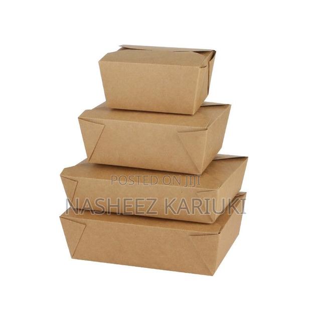 10pcs Kraft Paper Food Containers With Lids Biodegradable Leak-Proof
