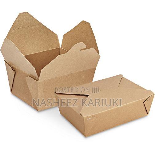 10pcs Kraft Paper Food Containers With Lids Biodegradable Leak-Proof - thumbnail 2