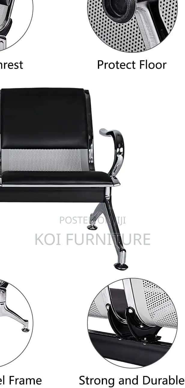 Office Benches; Heavy-Duty 2-Seater Padded Office Waiting Bench