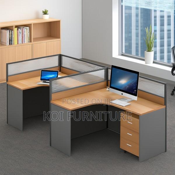 Office Workstation; Melanine Two Users MDF Office Workstations - main view