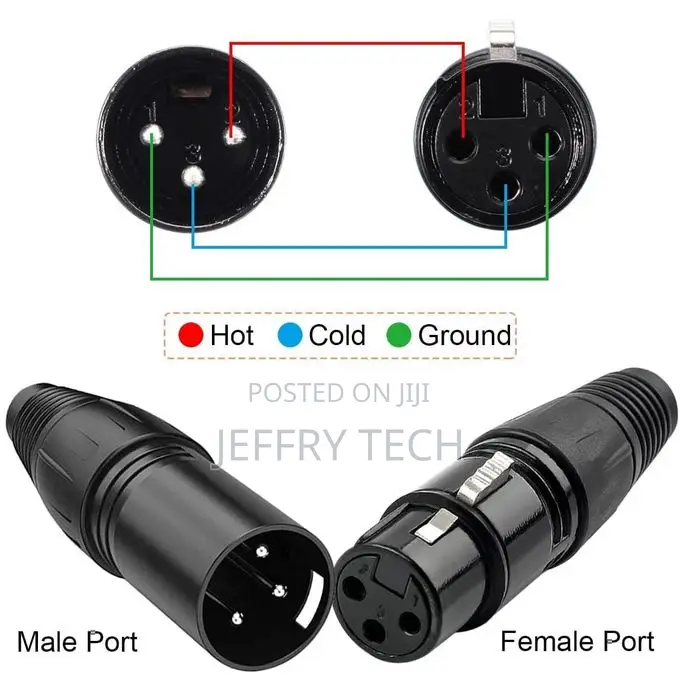 10-Piece XLR Connector Set - 5 Male 5 Female, Zinc Alloy, Black