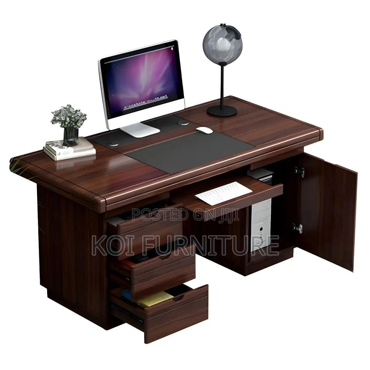 Office Desk; 1.2 Meters Mahogany Executive Desk With Keyboard Tray