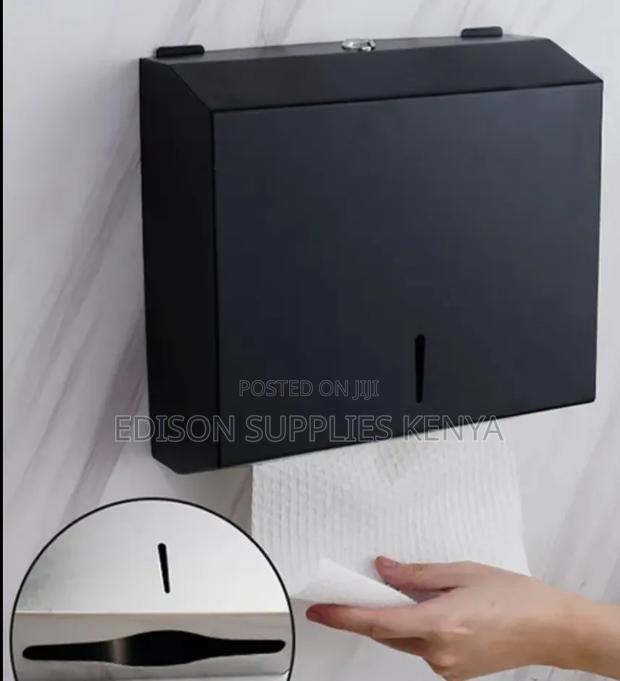Serviette Dispenser Black Stainless Steel Keyed Paper Towel Holder