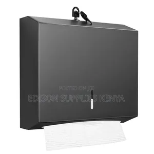 Serviette Dispenser Black Stainless Steel Keyed Paper Towel Holder