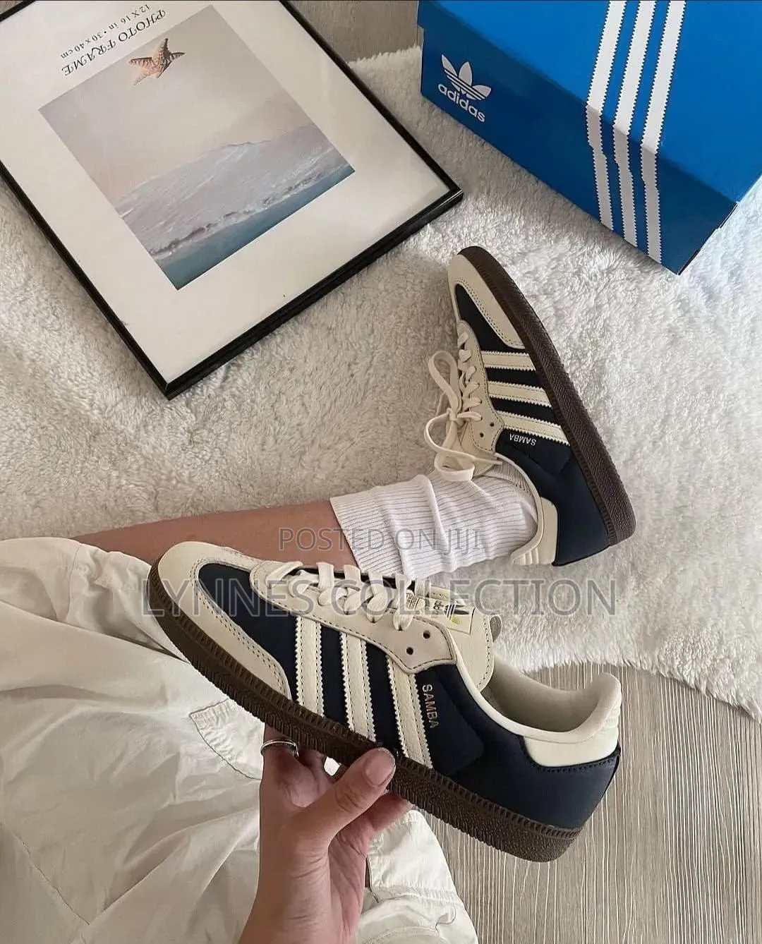 Adidas Samba Blue/White Stripes Sneakers - Classic Streetwear Shoes,