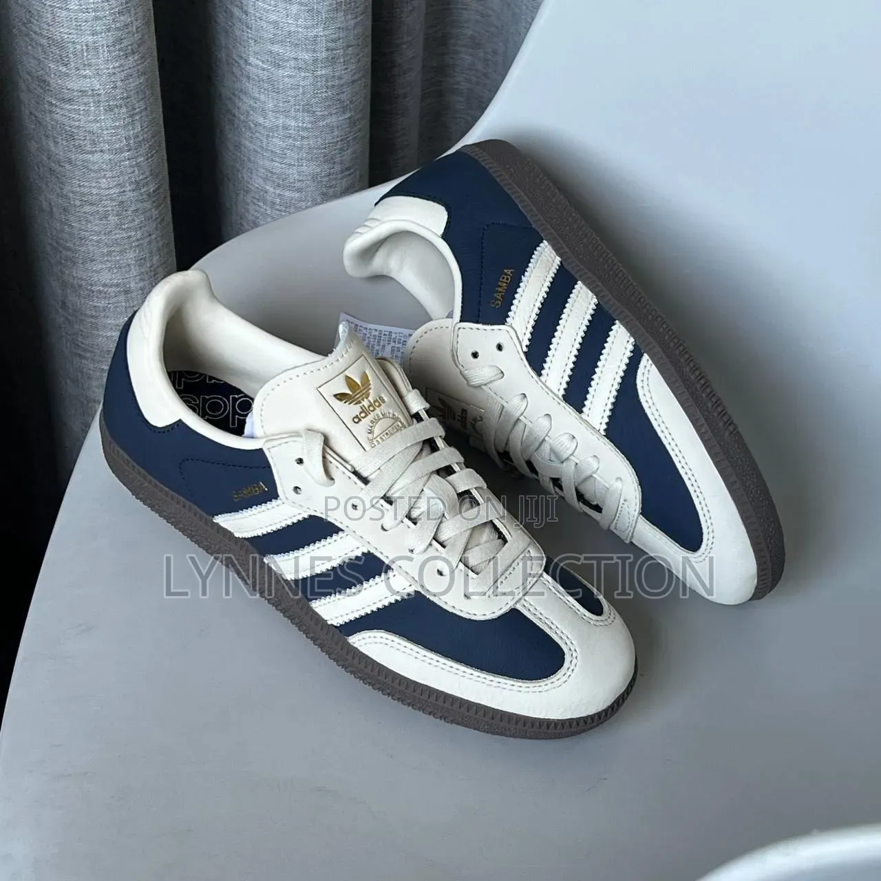 Samba Blue/White Stripes Sneakers, Shoes, Trendy Unisex Fashion