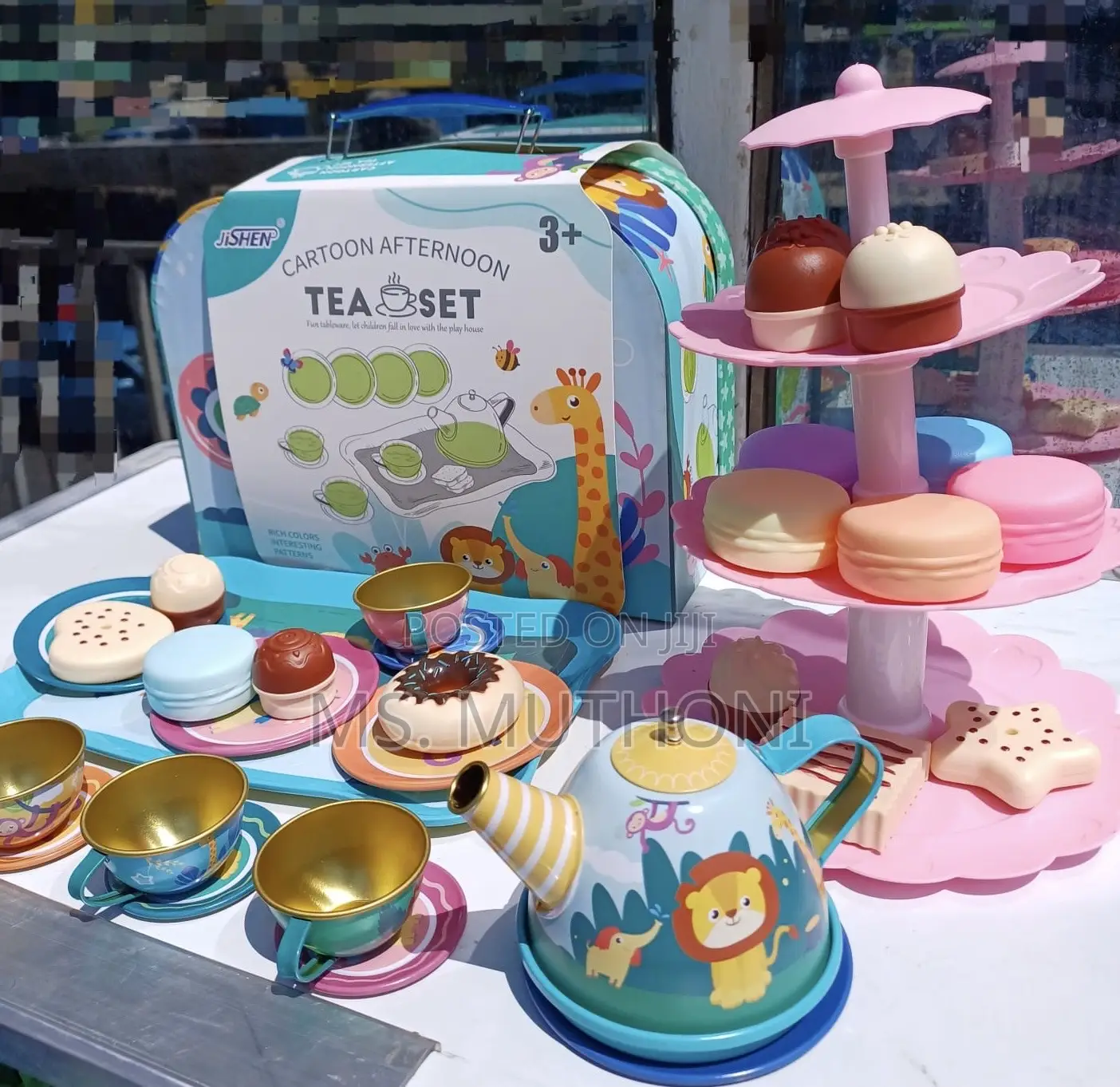 Kids High Tea Set Toy With Animal Themes and Play Desserts.