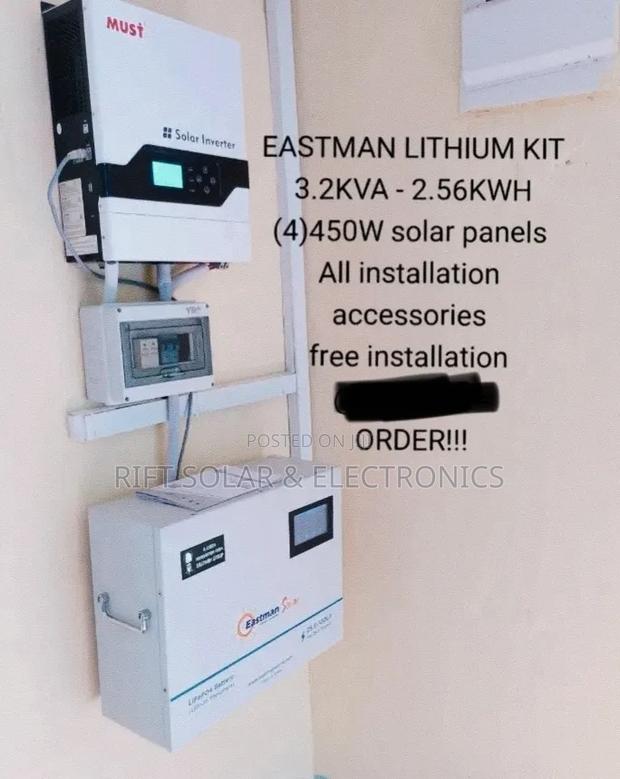 Eastman Kit 3.2kw Inverter - 2.56kwh Lithium Battery - (4)450w Solar