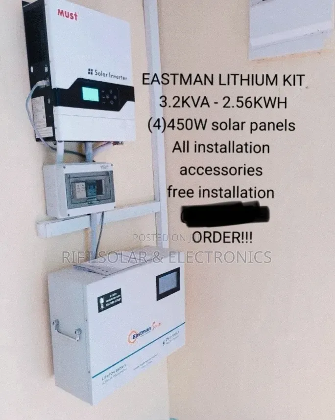 Eastman Kit 3.2kw Inverter - 2.56kwh Lithium Battery - (4)450w Solar