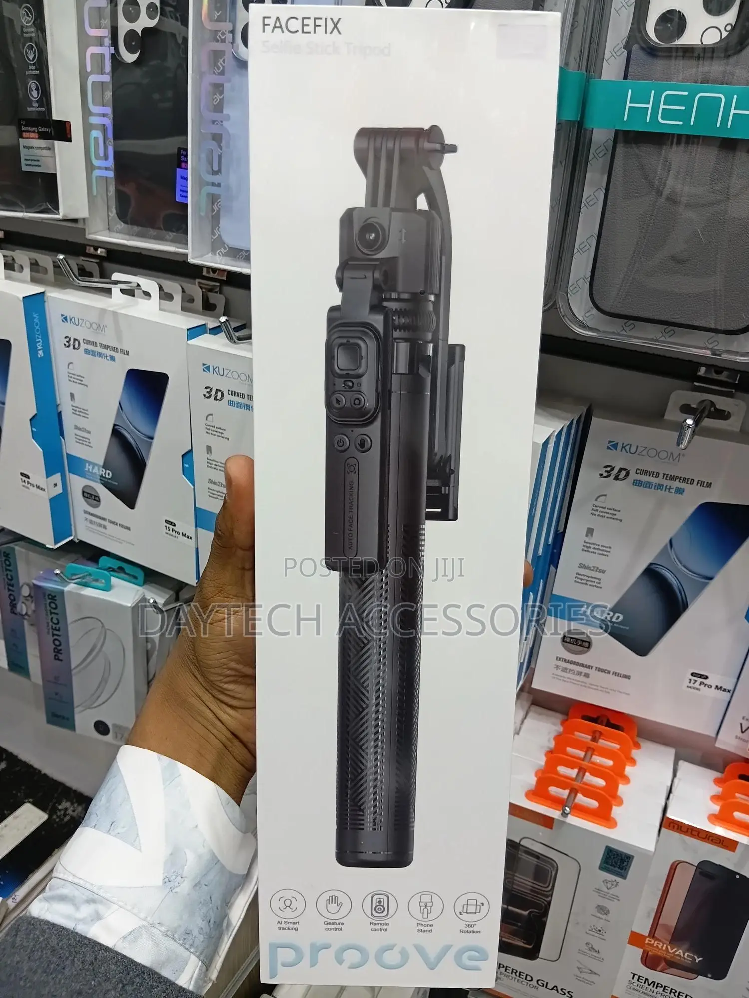 The Proove Facefix Ai Smart Tracking Selfie Stick Tripod - Black
