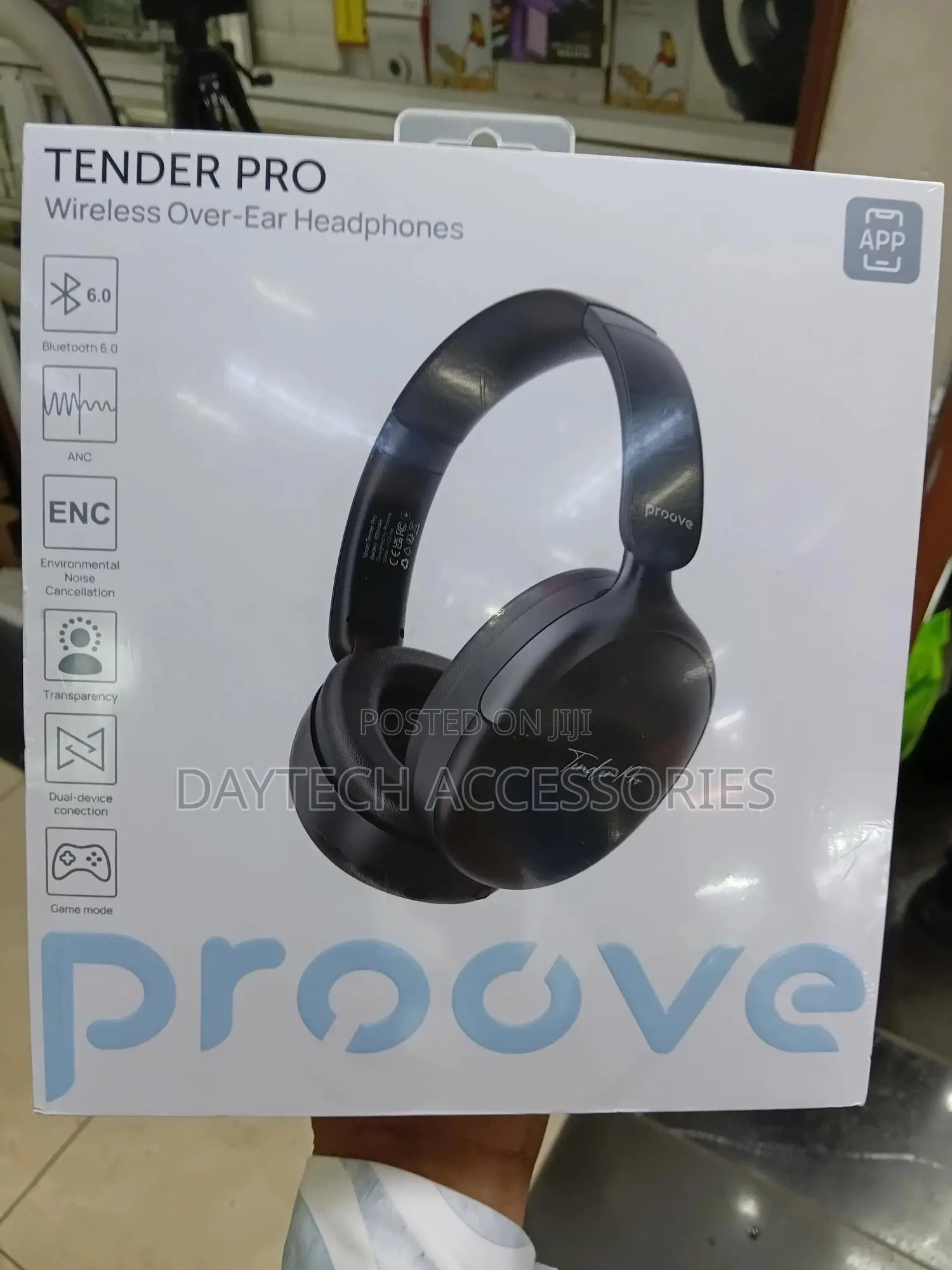 These Are Proove Tender Pro Wireless Over-Ear Headphones in Black.