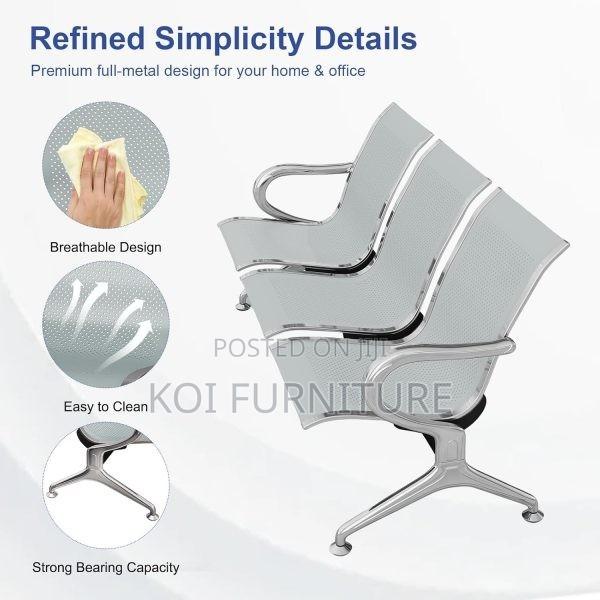 Office Benches; 3-Link Non-Padded Office Waiting Bench - thumbnail 2