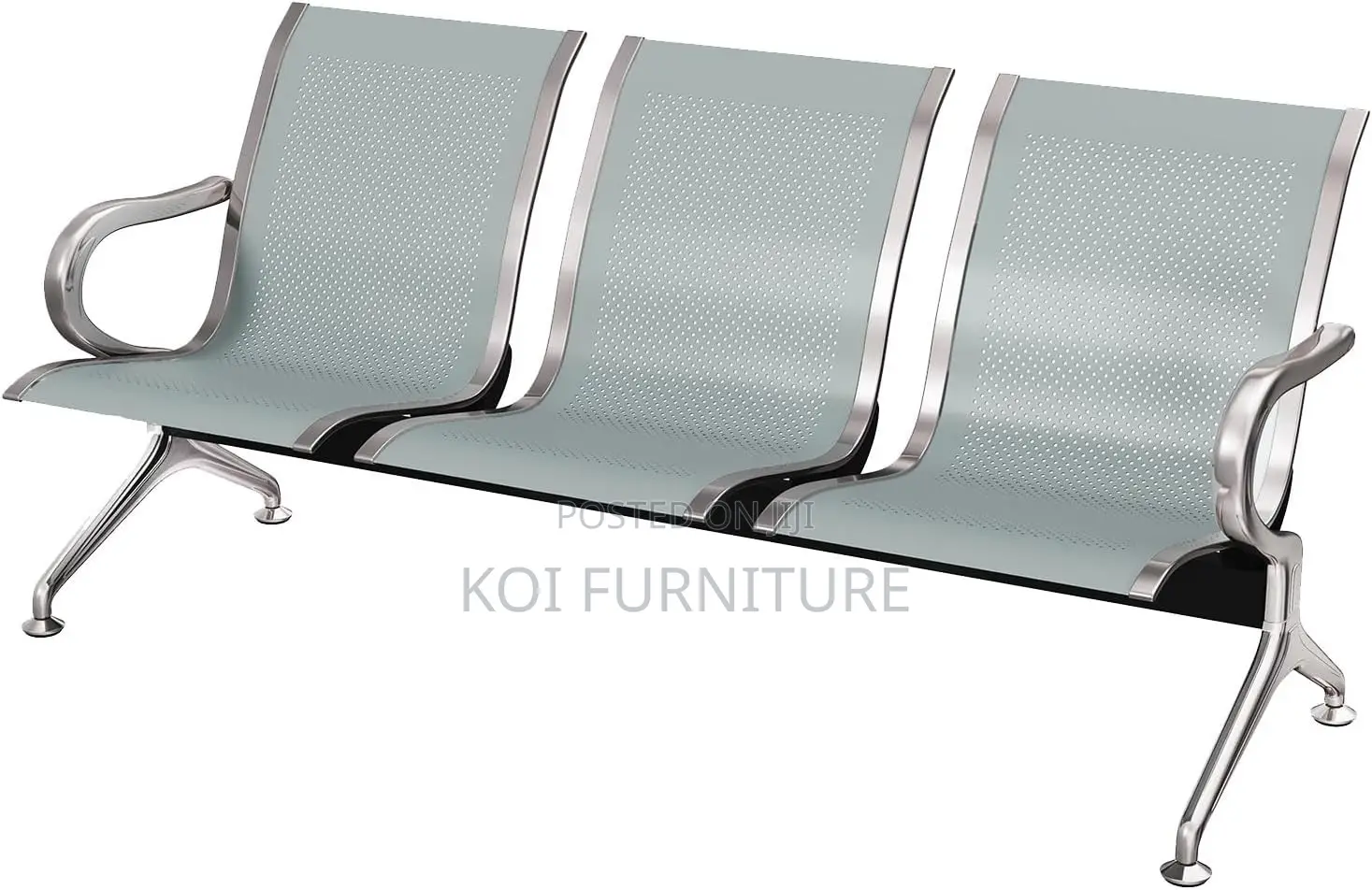 Office Benches; 3-Link Non-Padded Office Waiting Bench