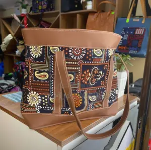 Leather Ankara Tote Bag