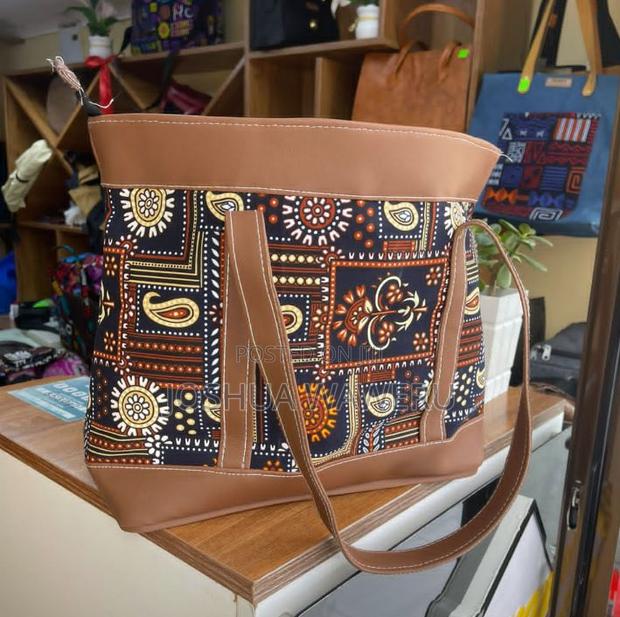 Leather Ankara Tote Bag