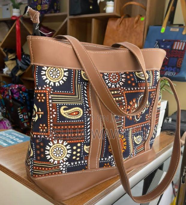 Leather Ankara Tote Bag - thumbnail 2