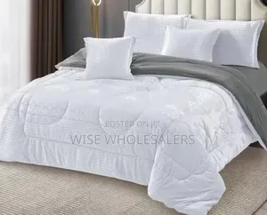 Cotton Toddler Bedding Set - White Duvet, Bedsheet 4 Pillow Cases
