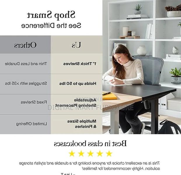 Bookshelf;5-Tier Modern Wooden Bookshelf