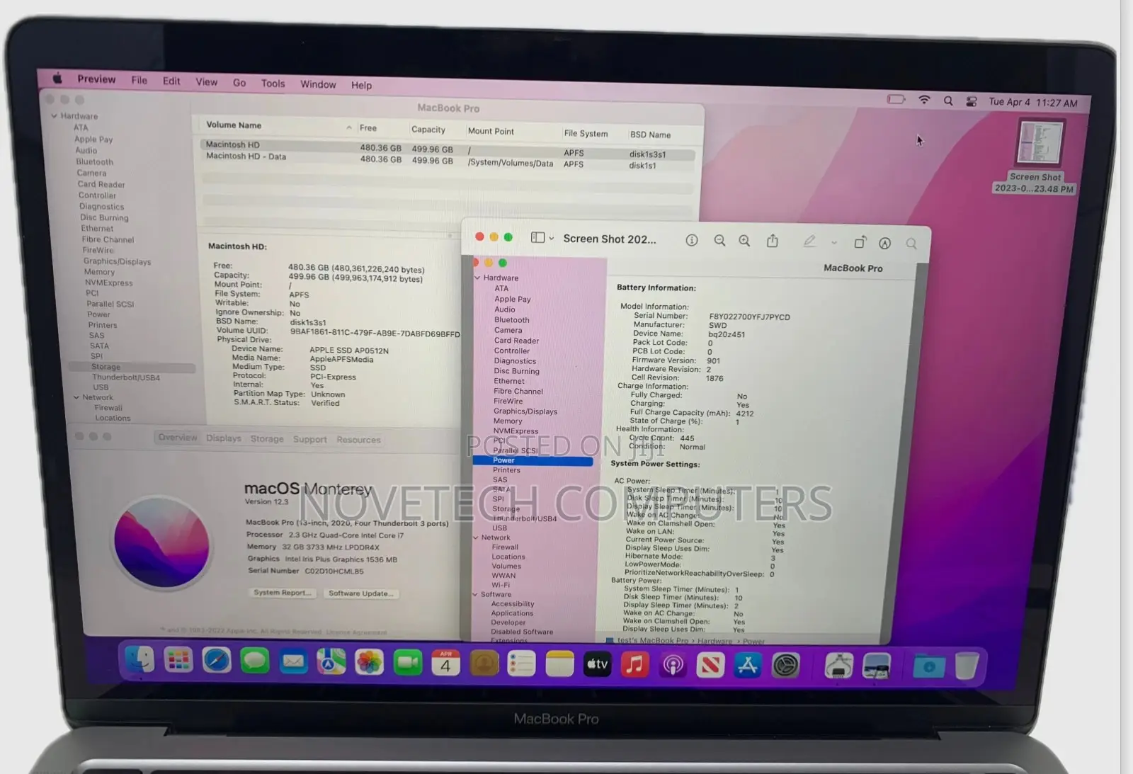 Laptop Apple MacBook Pro 2020 16GB Intel Core i7 SSD 512GB