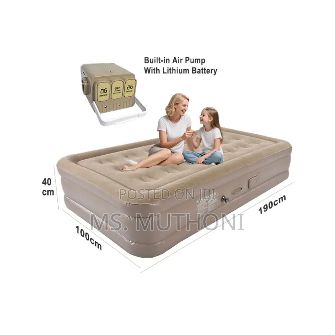 190*101*38 Cms*)Inflatable Airbed Mattress W/ Automatic in Built Pump