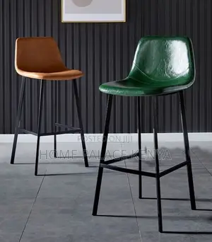 Bar Stool: Nordic Style High Bar Chair With Leather Backrest