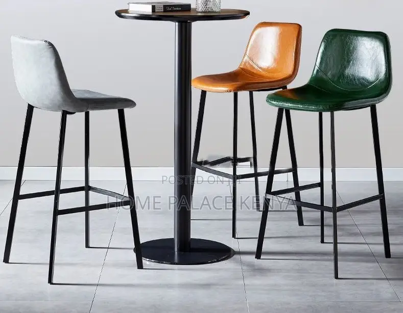 Bar Stool: Nordic Style High Bar Chair With Leather Backrest