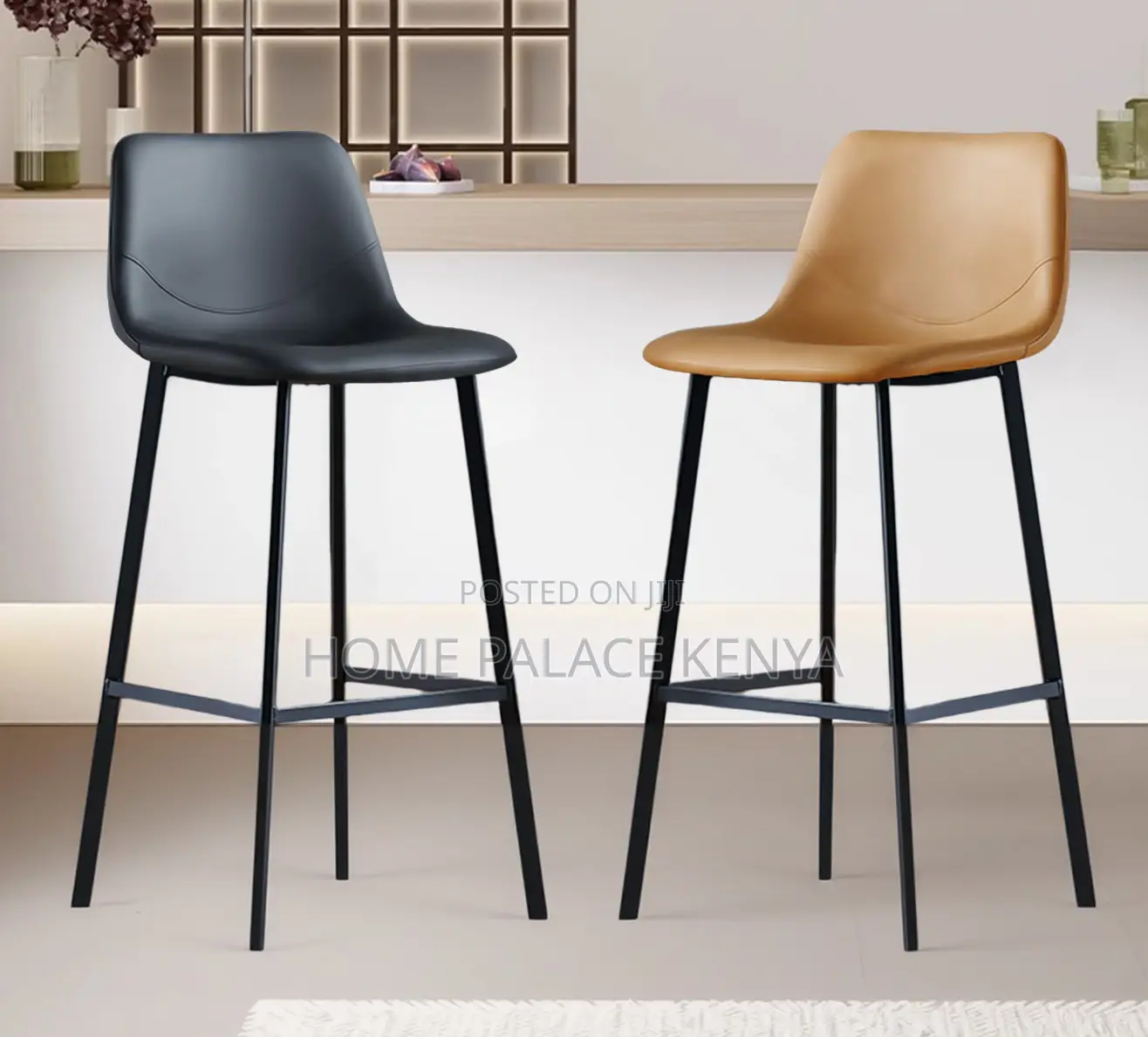 Bar Stool: Nordic Style High Bar Chair With Leather Backrest