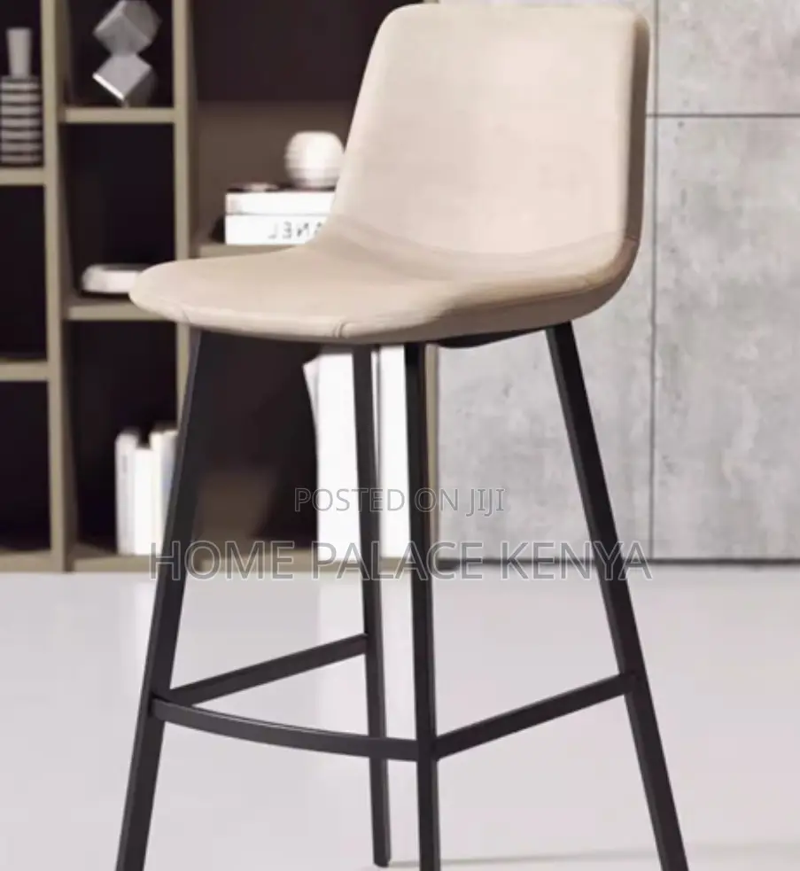 Bar Stool: Nordic Style High Bar Chair With Leather Backrest