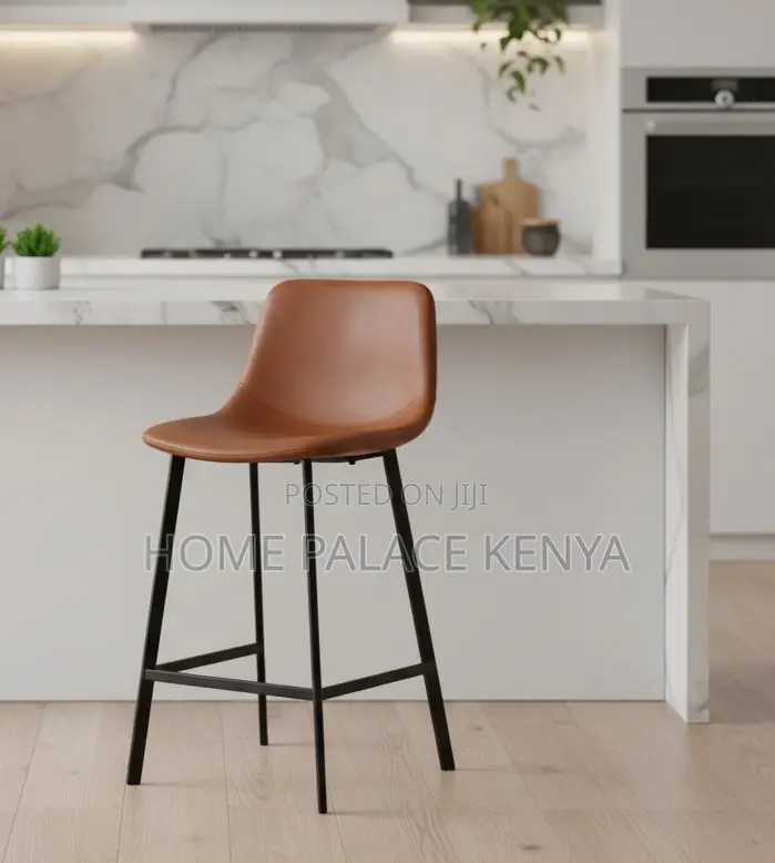 Bar Stool: Nordic Style High Bar Chair With Leather Backrest