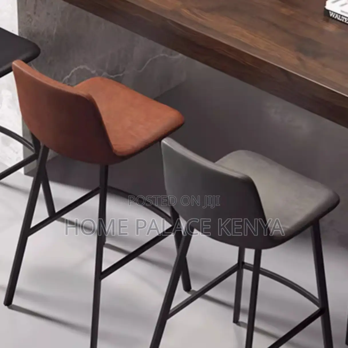 Bar Stool: Nordic Style High Bar Chair With Leather Backrest
