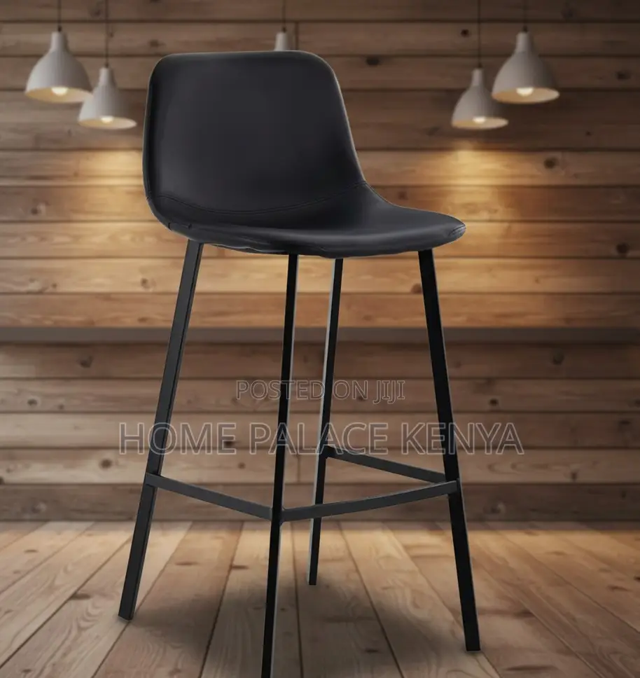 Bar Stool: Nordic Style High Bar Chair With Leather Backrest