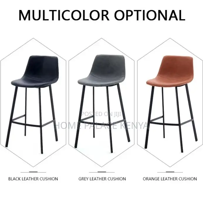 Bar Stool: Nordic Style High Bar Chair With Leather Backrest