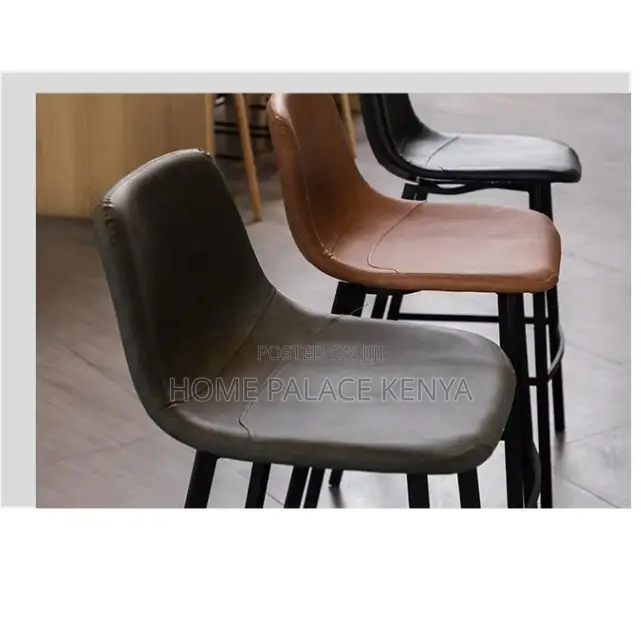 Bar Stool: Nordic Style High Bar Chair With Leather Backrest