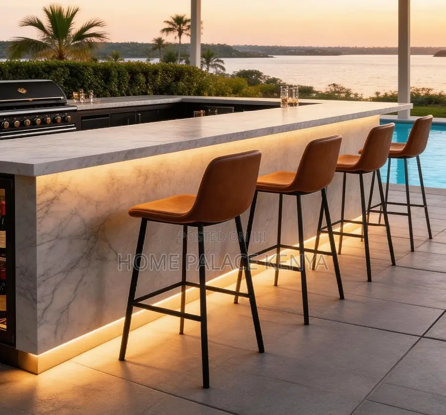 Bar Stool: Nordic Style High Bar Chair With Leather Backrest