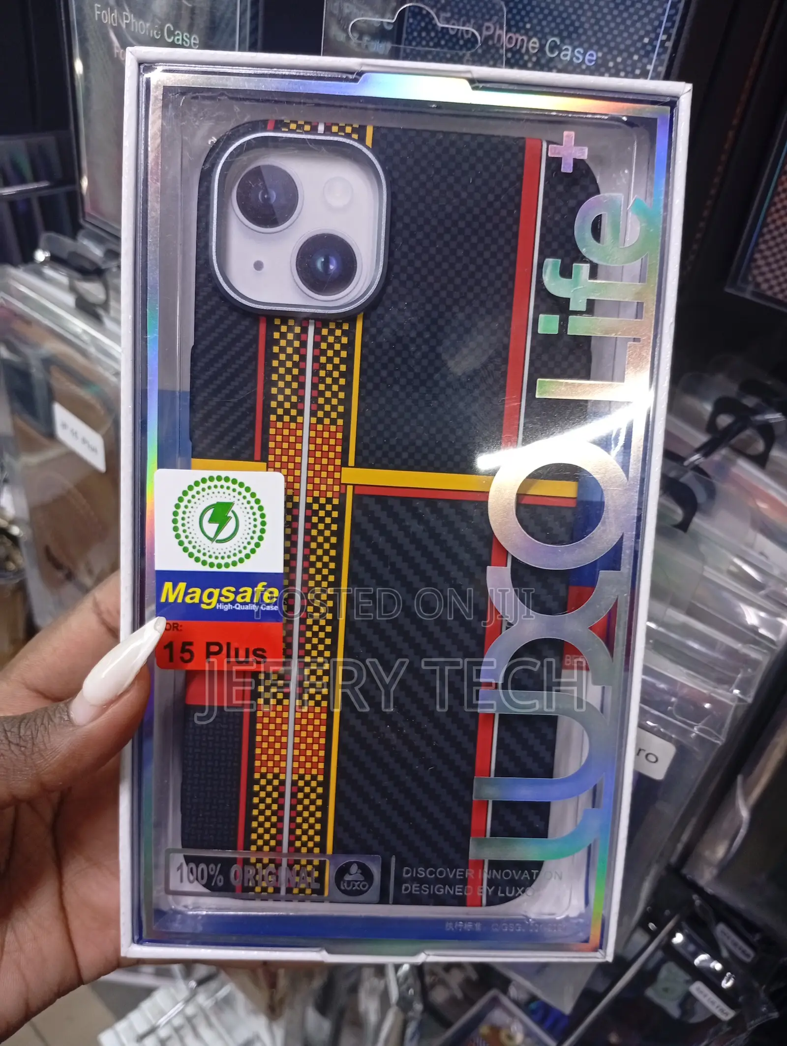 Carbon Fiber Tribal Magsafe Phone Case Designed for iPhone 15 Plus
