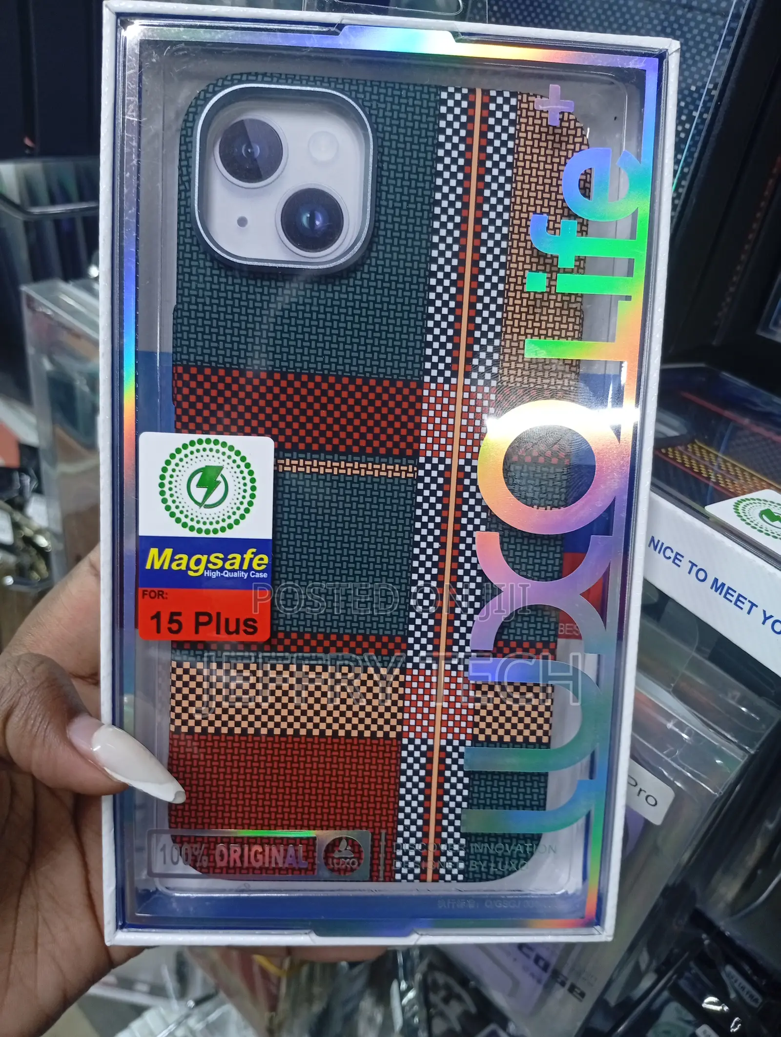 Magsafe Case for the iPhone 15 Plus in a Multicolour Tribal