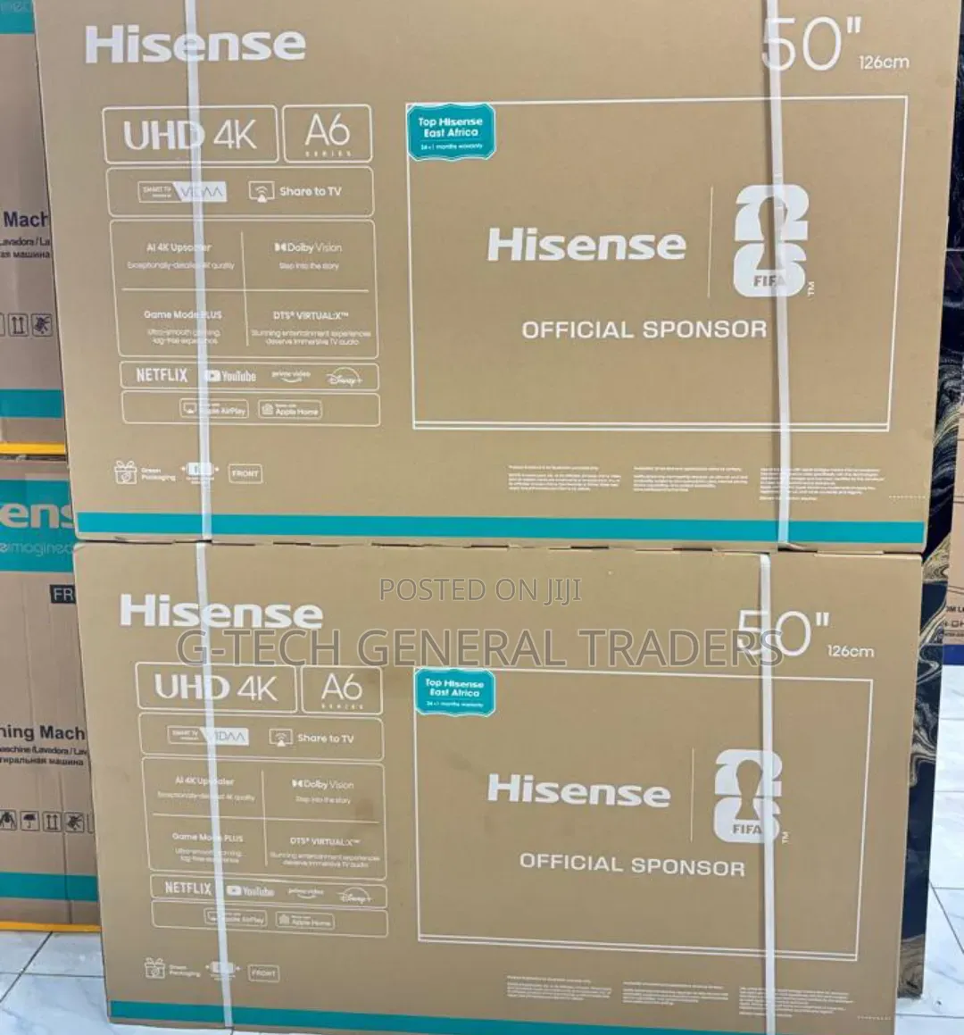 Hisense 50inch A6 Smart Vidaa, Youtube, Netflix Frameless Tv