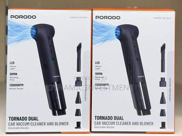 Porodo Tornado Dual Car Vacuum Cleaner Blower 130,000rpm - Black
