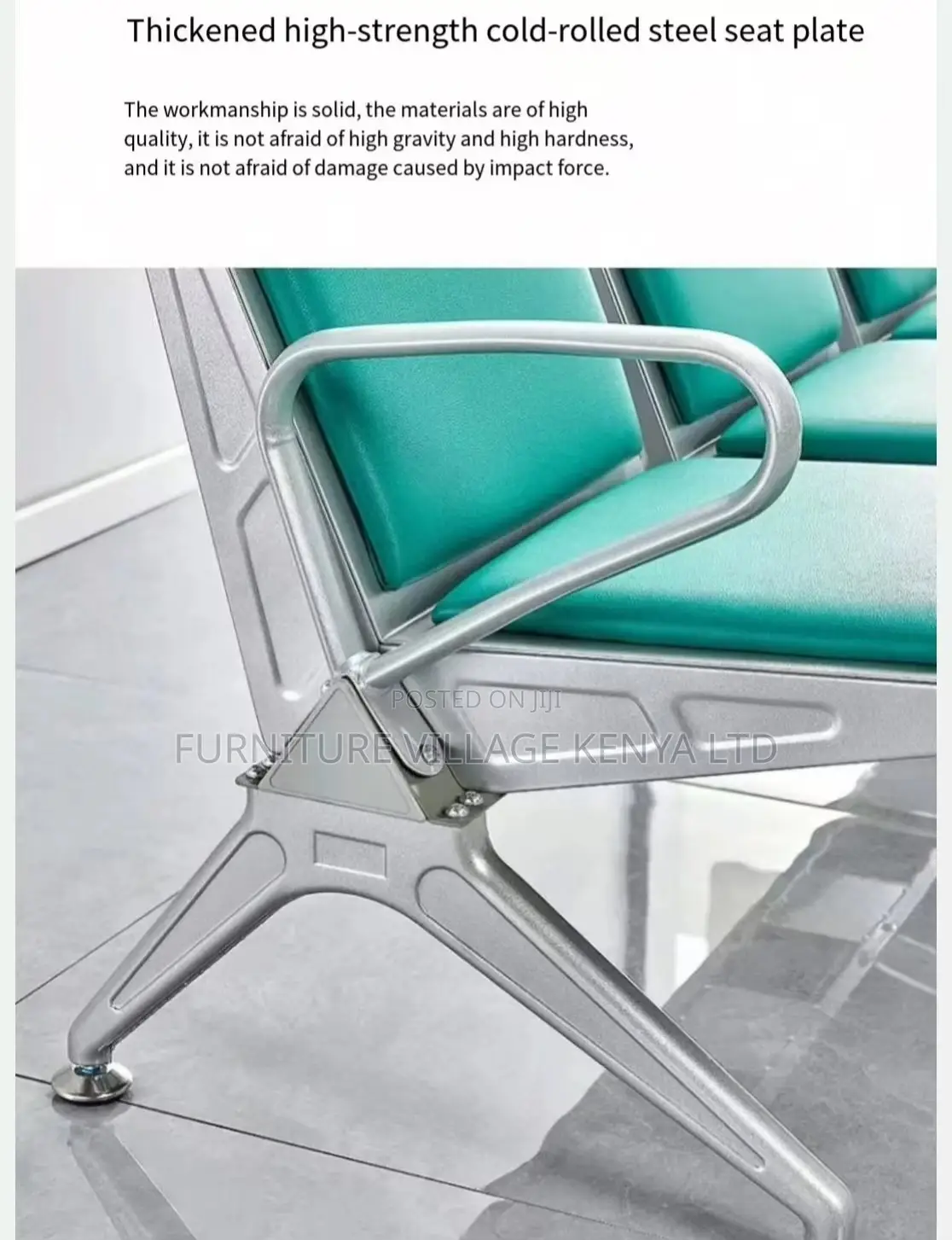 3-Link Padded Guest Waiting Bench With Armrest