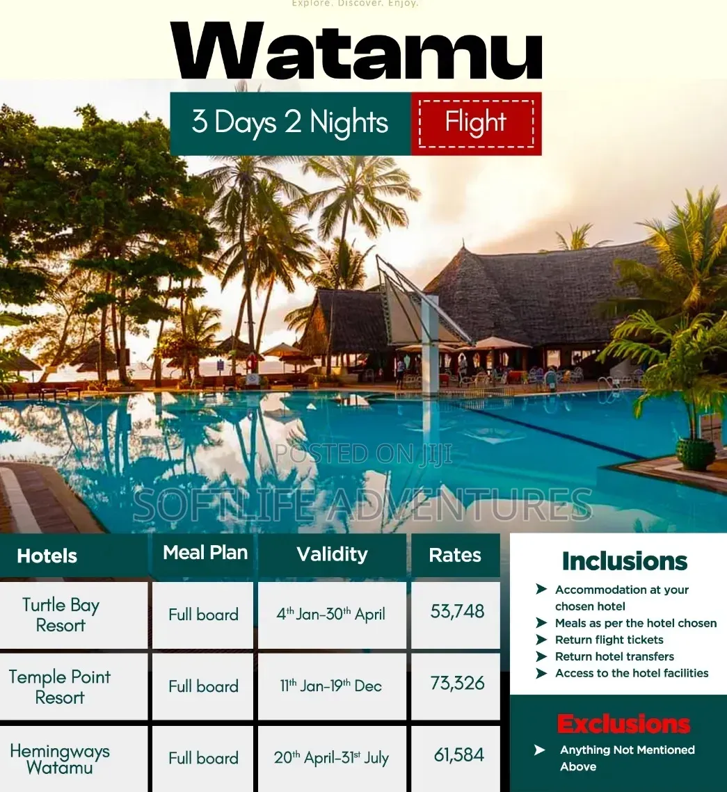 3 Days, 2 Nights in Watamu Flight